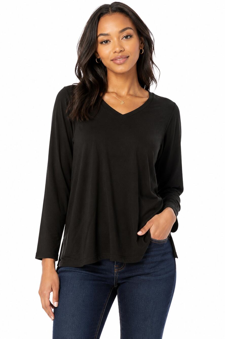 Belle by Kim Gravel Primabelle Knit V-Neck Tunic Black Women’s Small NWOT